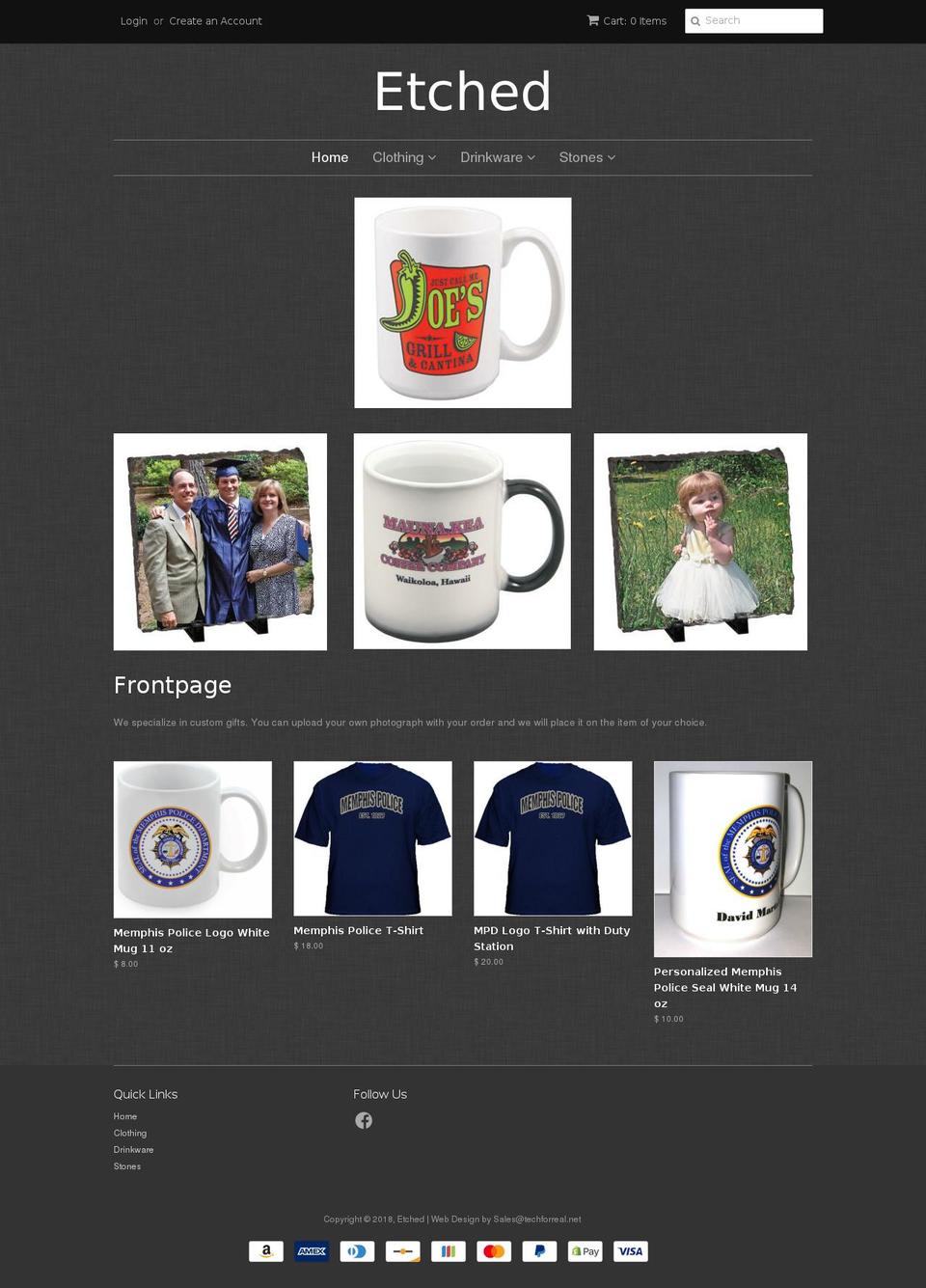 etched4you.com — Shopify storefront screenshot