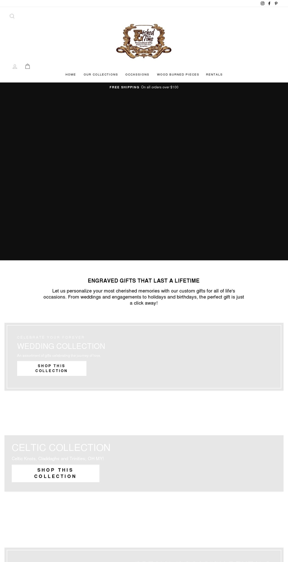 etchedintimegifts.com shopify website screenshot