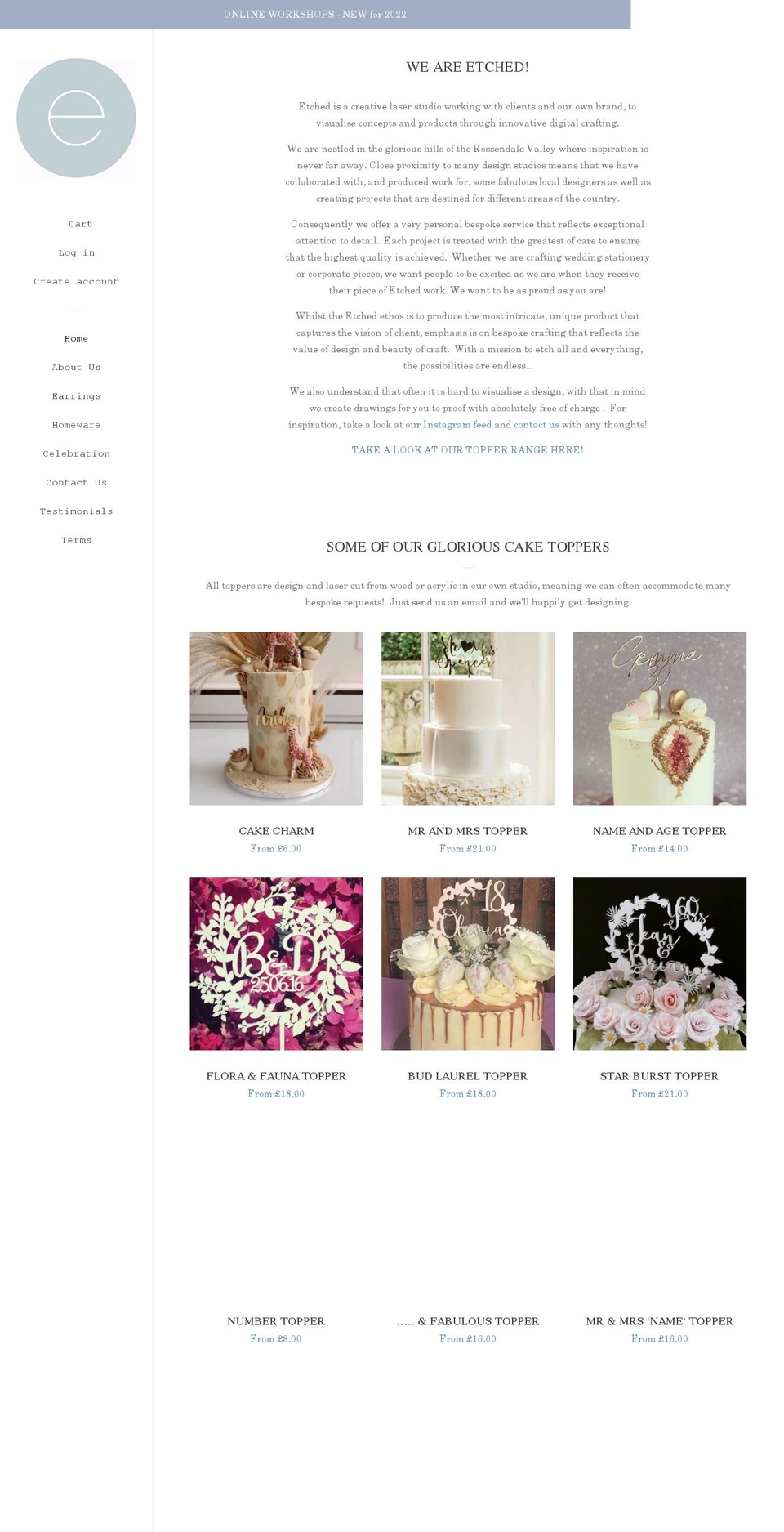 etchedstudio.com shopify website screenshot