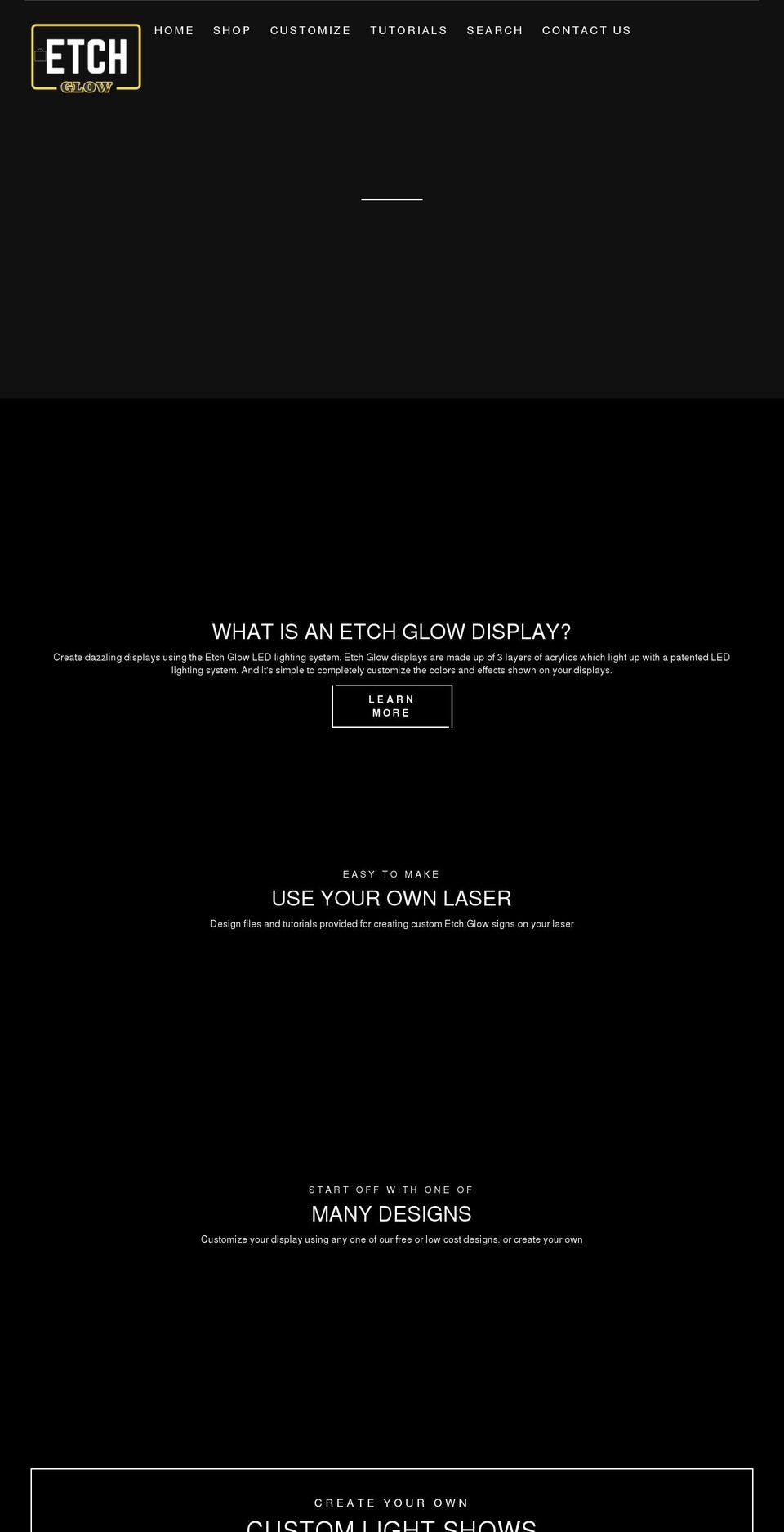 etchglow.com shopify website screenshot