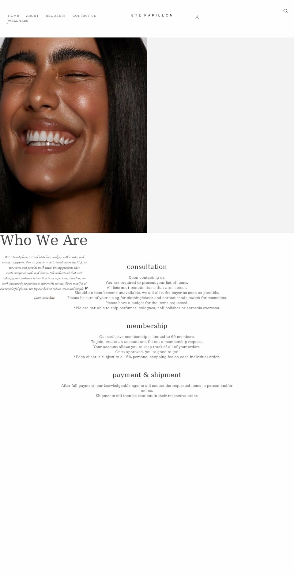 etepapillon.com shopify website screenshot