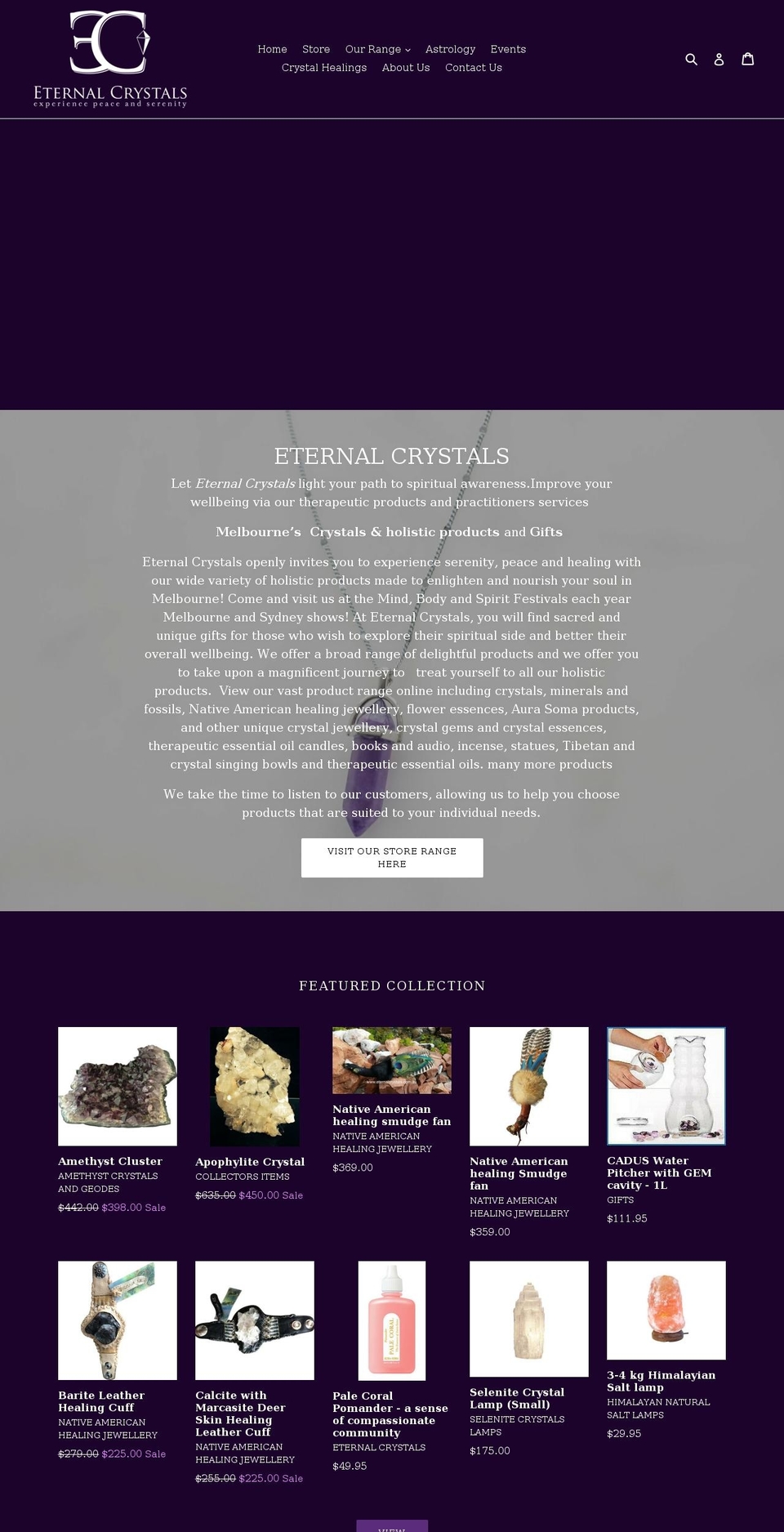 eternalcrystals.com.au shopify website screenshot