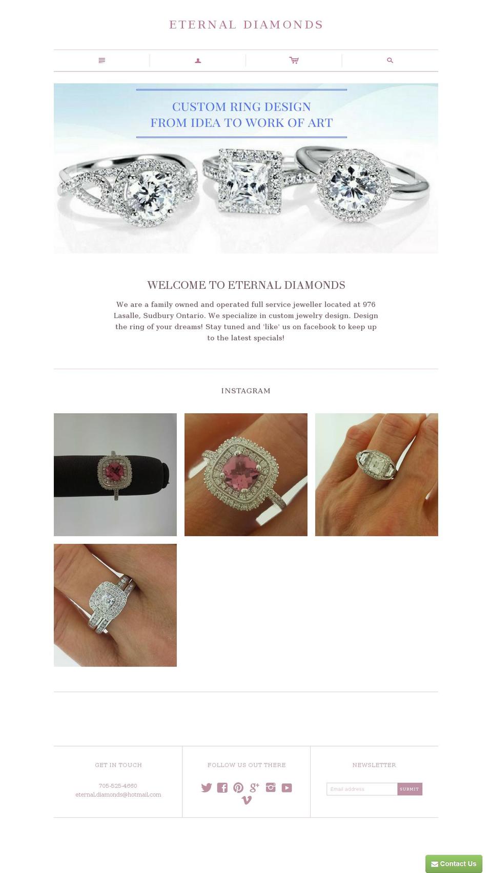 eternaldiamonds.com shopify website screenshot