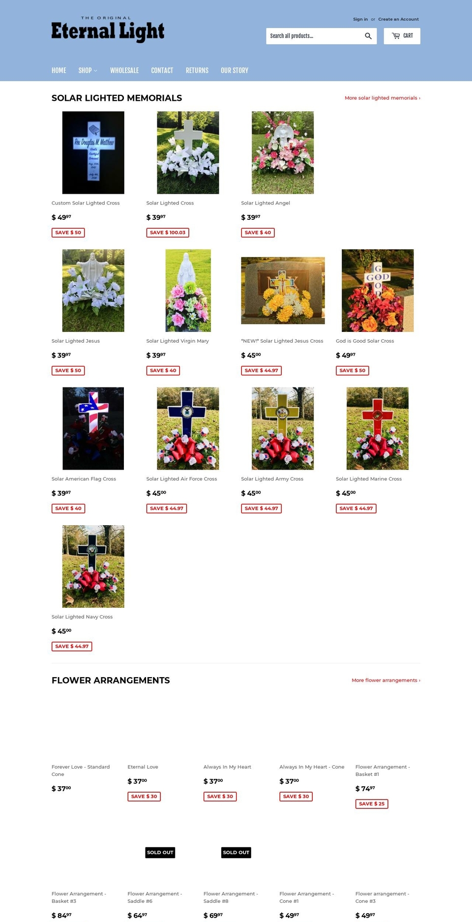 eternallightcross.com — Shopify storefront screenshot