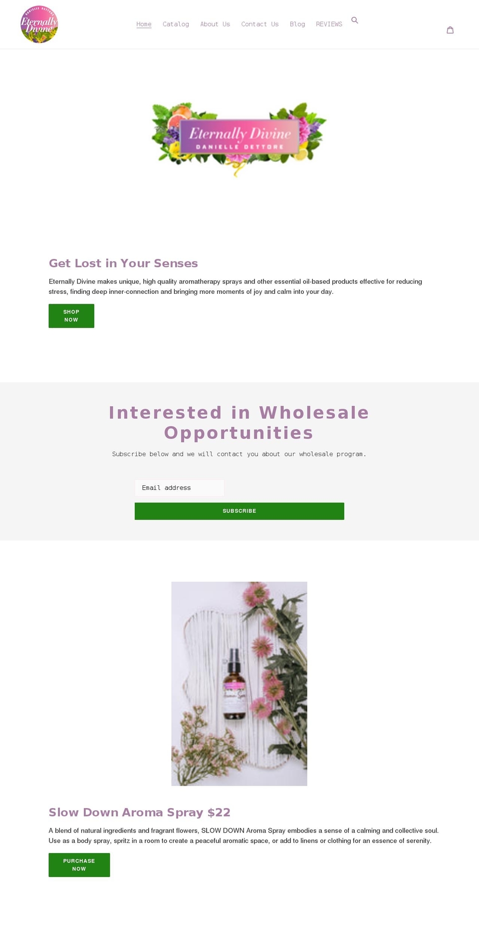 eternallydivinearomas.com shopify website screenshot