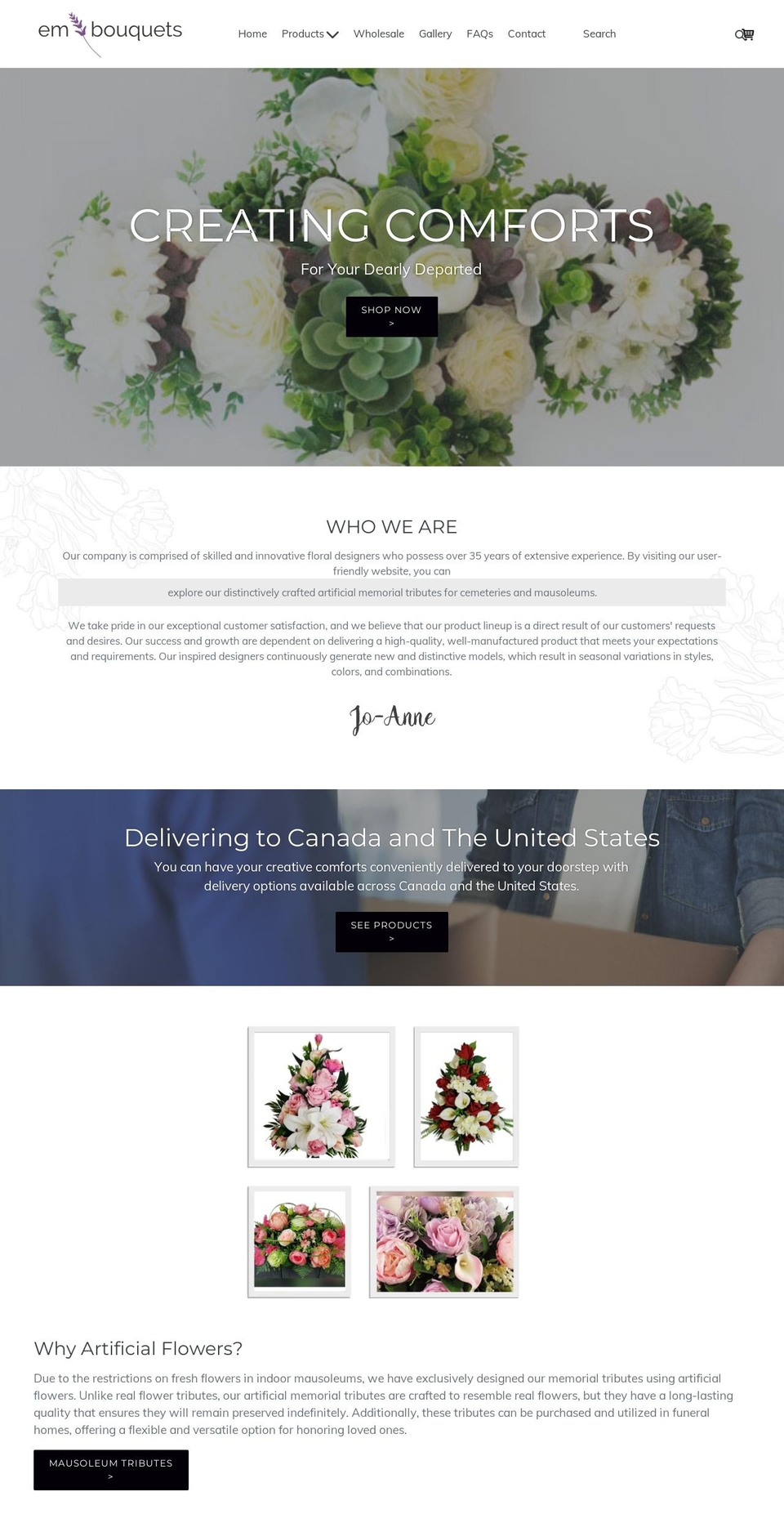 eternalmemorialbouquets.ca shopify website screenshot
