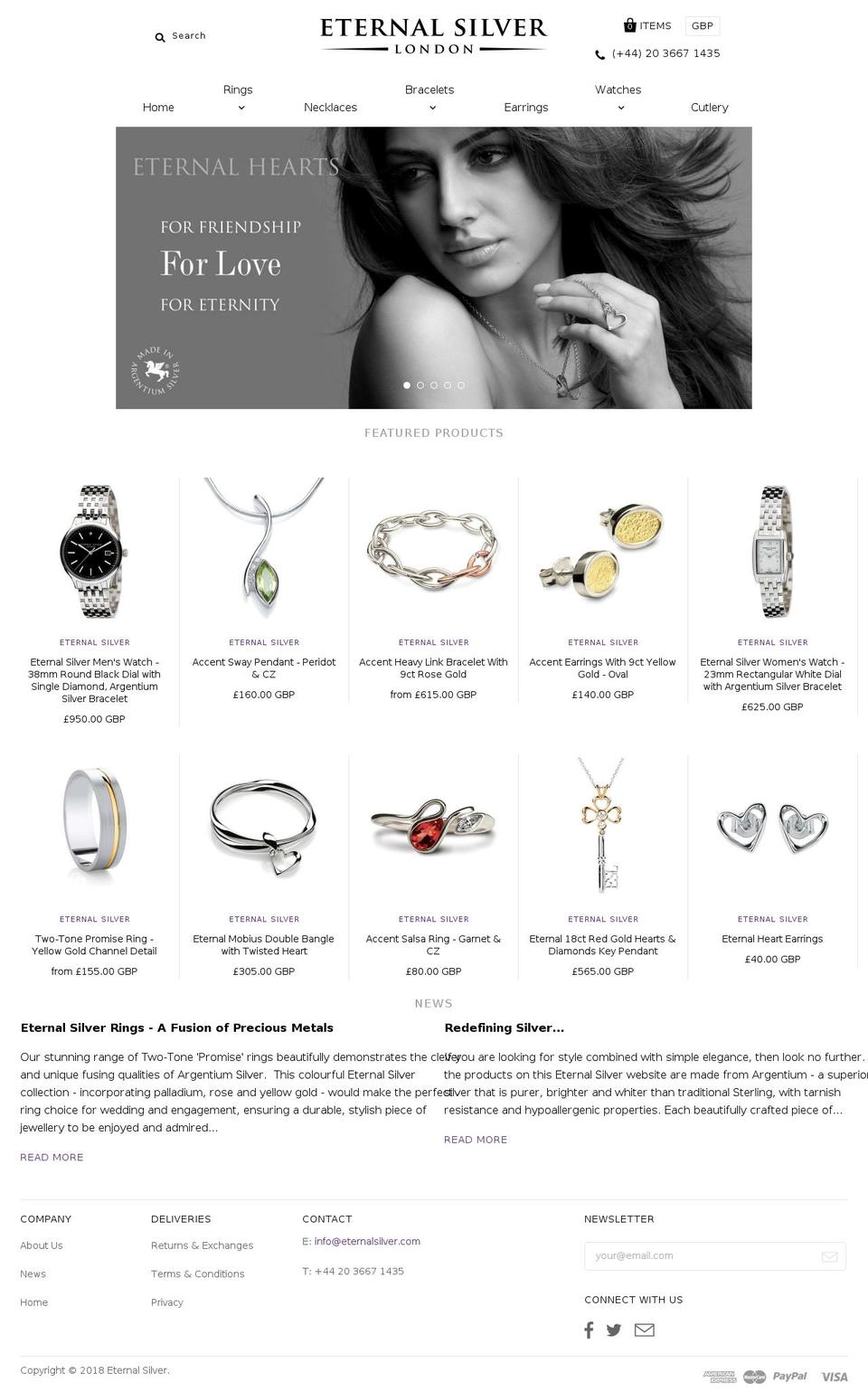 eternalsilver.com — Shopify storefront screenshot