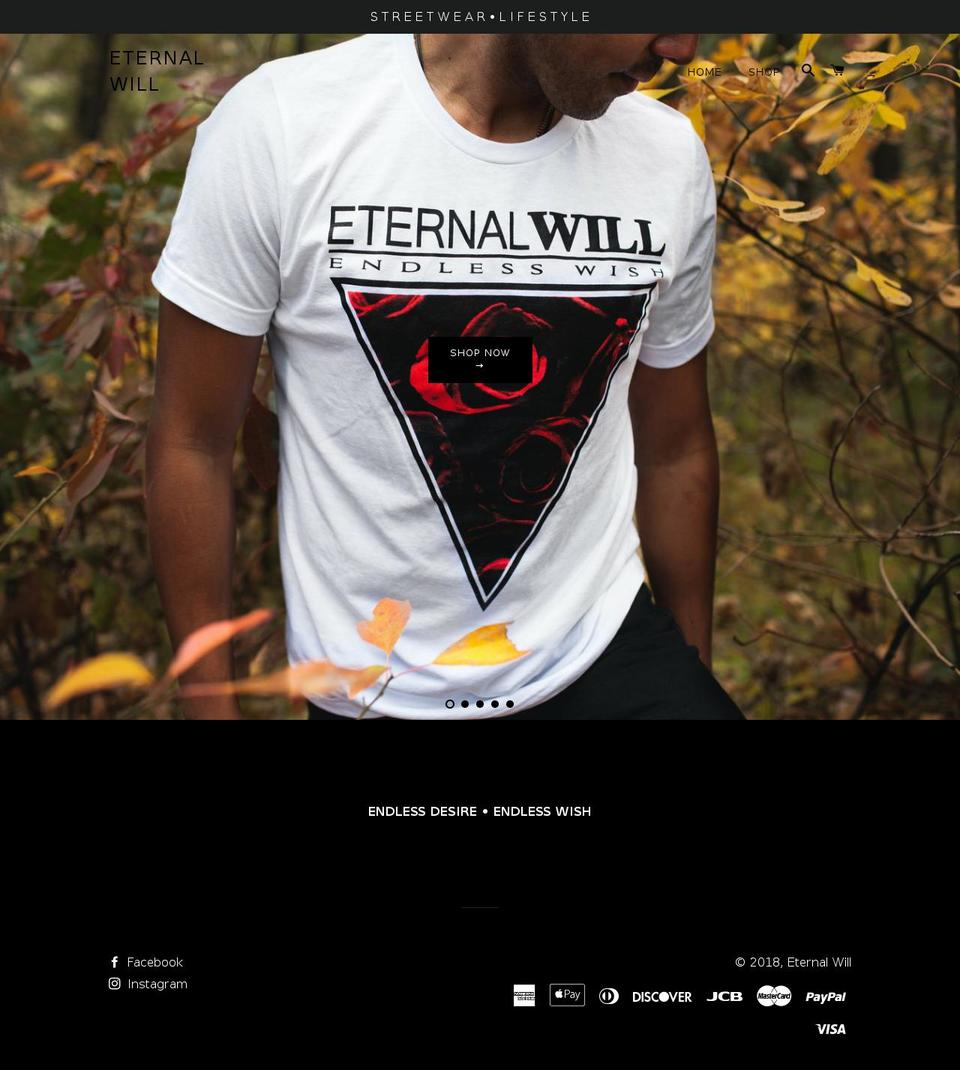 eternalwillclothing.com — Shopify storefront screenshot