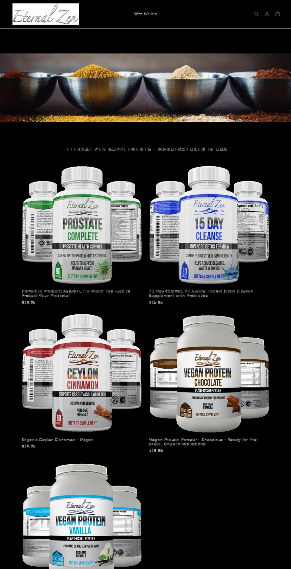 eternalzensupplements.com — Shopify storefront screenshot