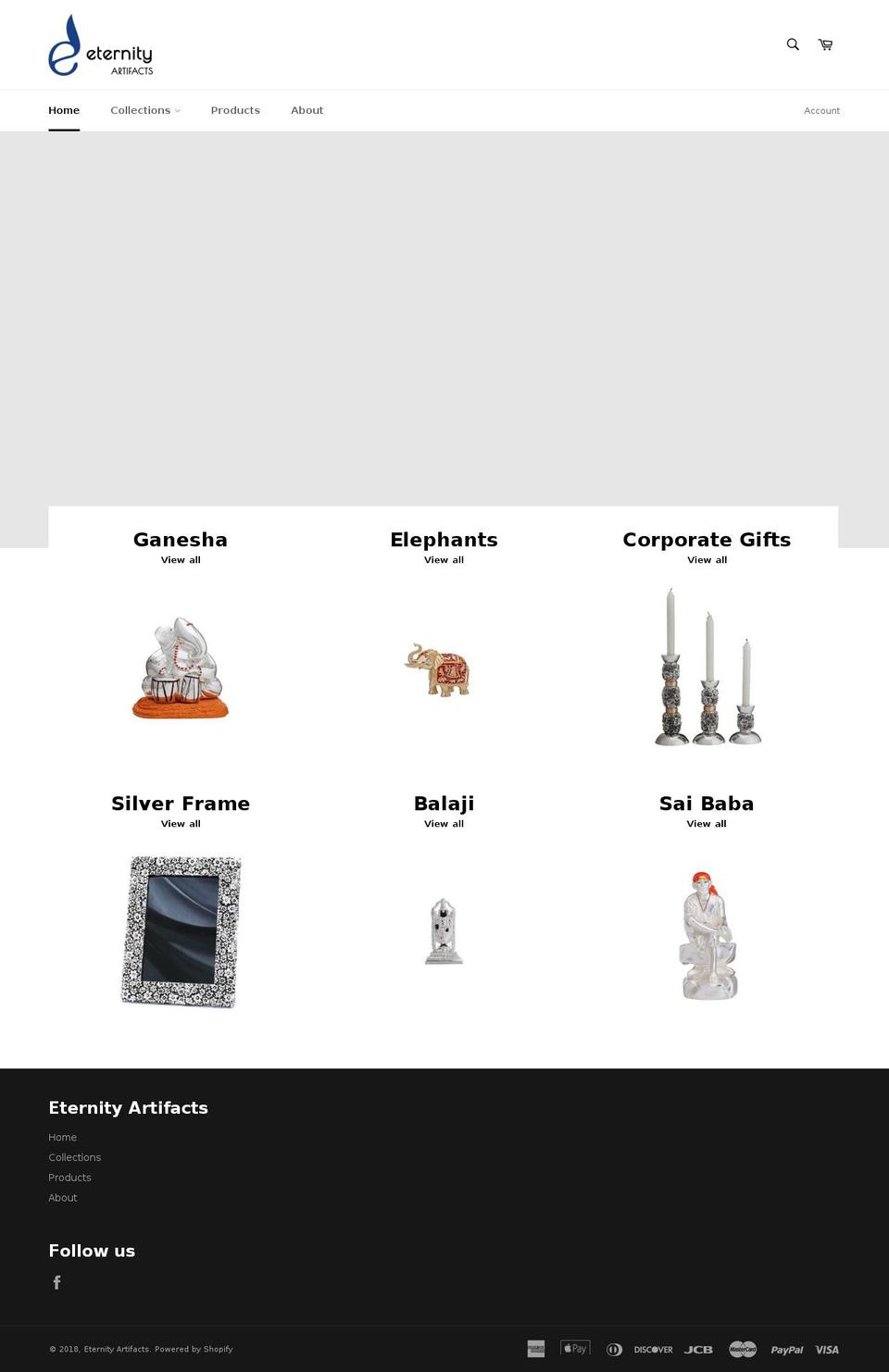 eternityartifacts.com shopify website screenshot