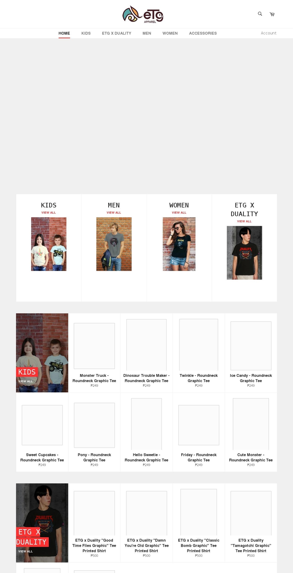 etgapparel.com shopify website screenshot