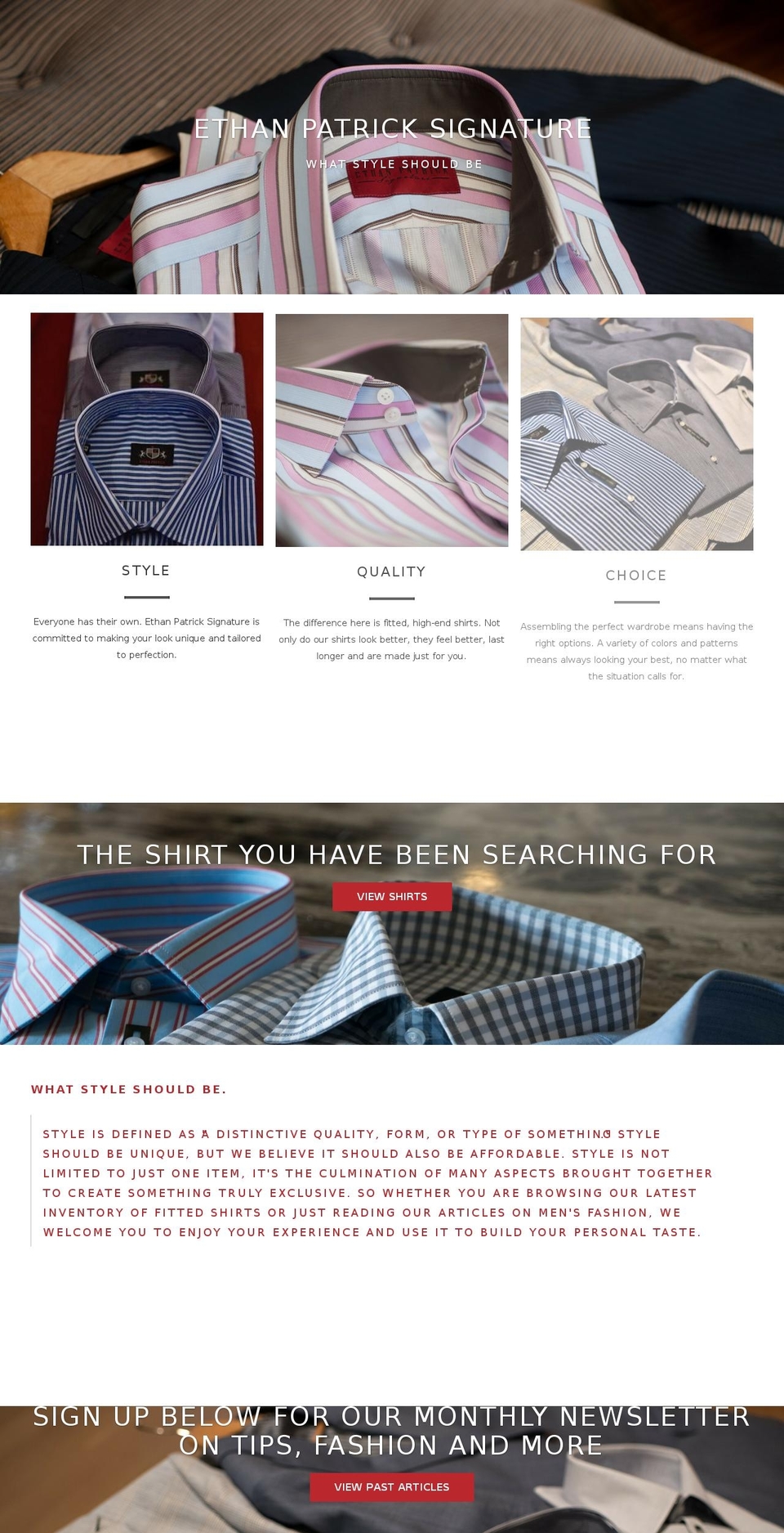 ethanpatricksignature.com shopify website screenshot