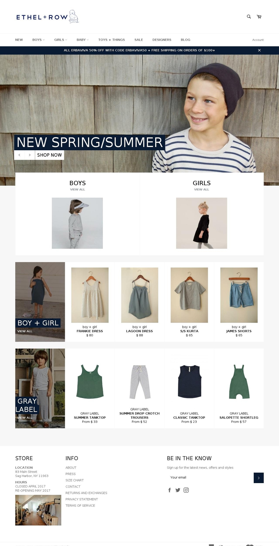ethelandrow.com shopify website screenshot