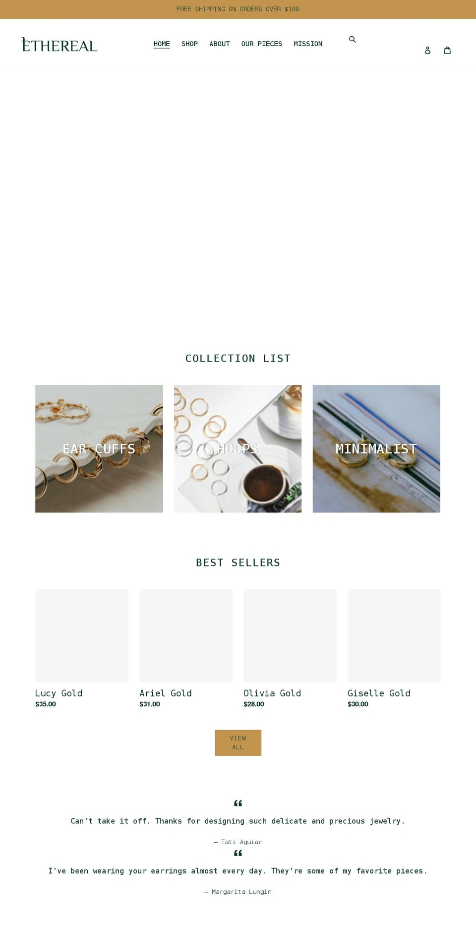 ethereal.shopping shopify website screenshot