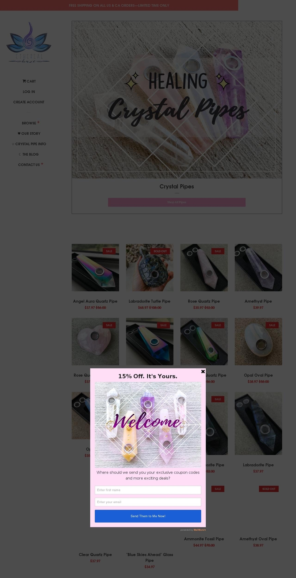 etherealhaze.com shopify website screenshot