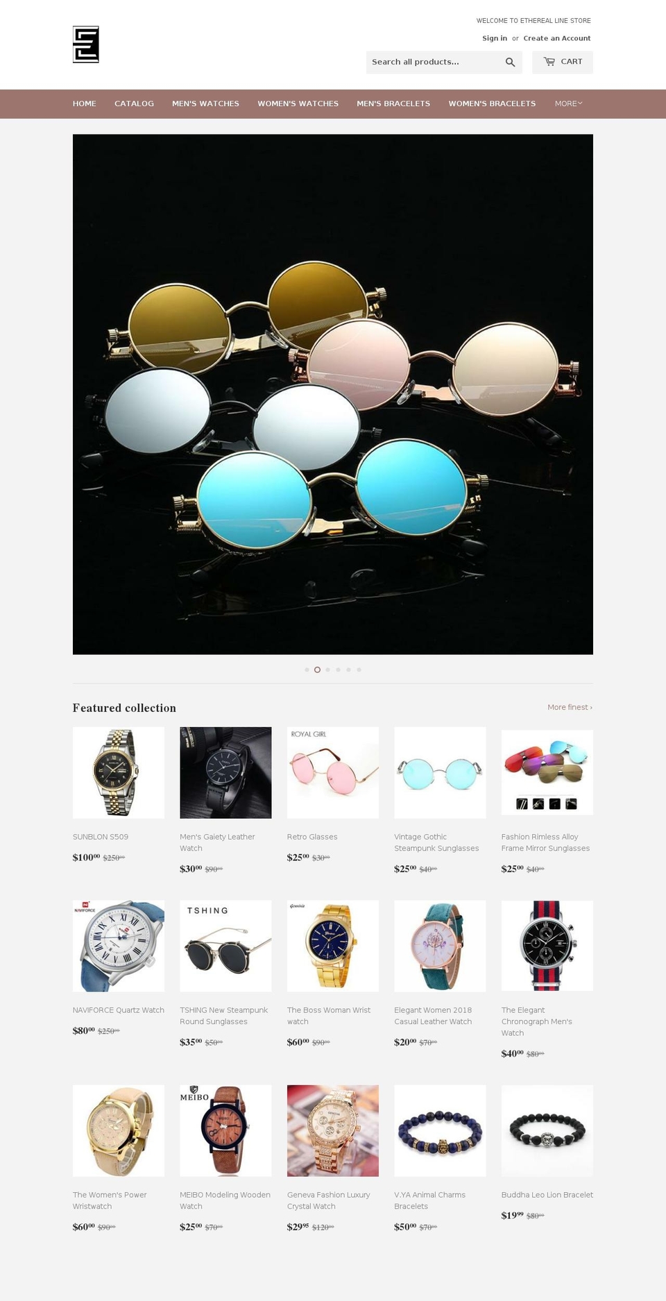 etherealline.com — Shopify storefront screenshot