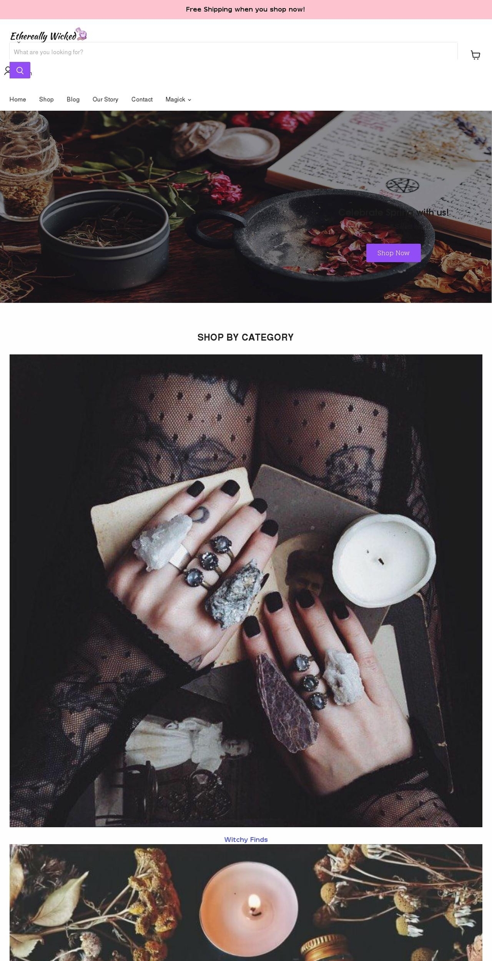 ethereallywicked.com shopify website screenshot