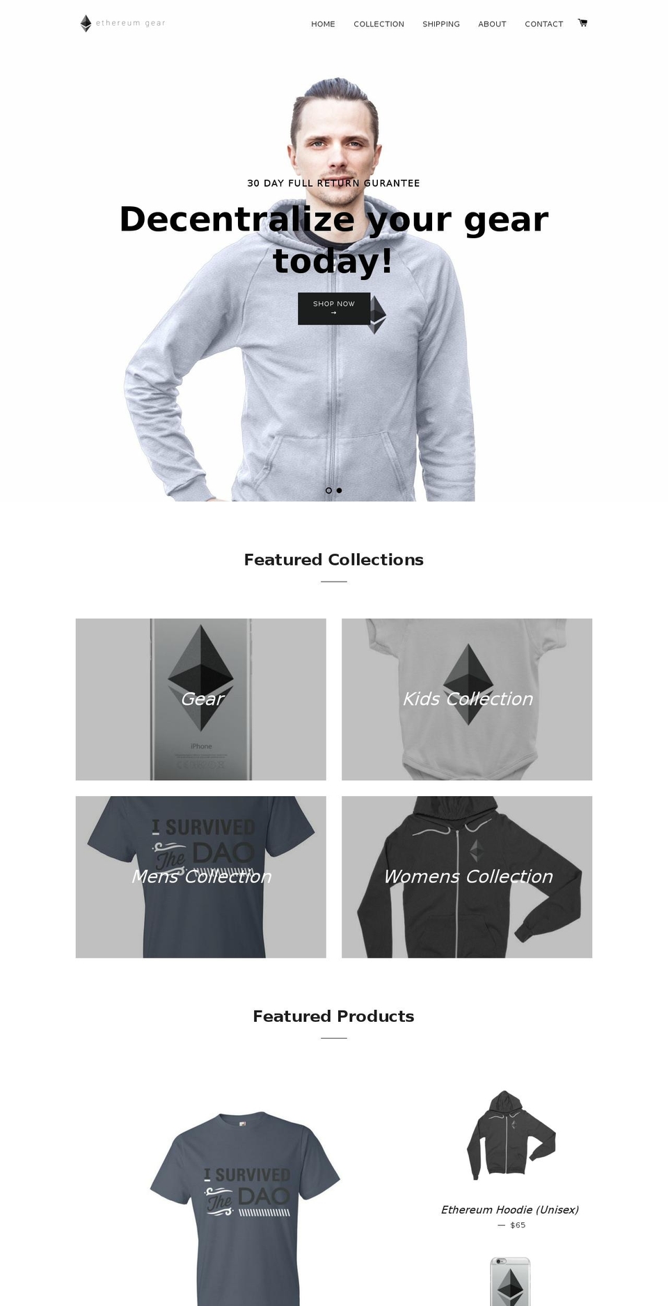 ethereumgear.com shopify website screenshot