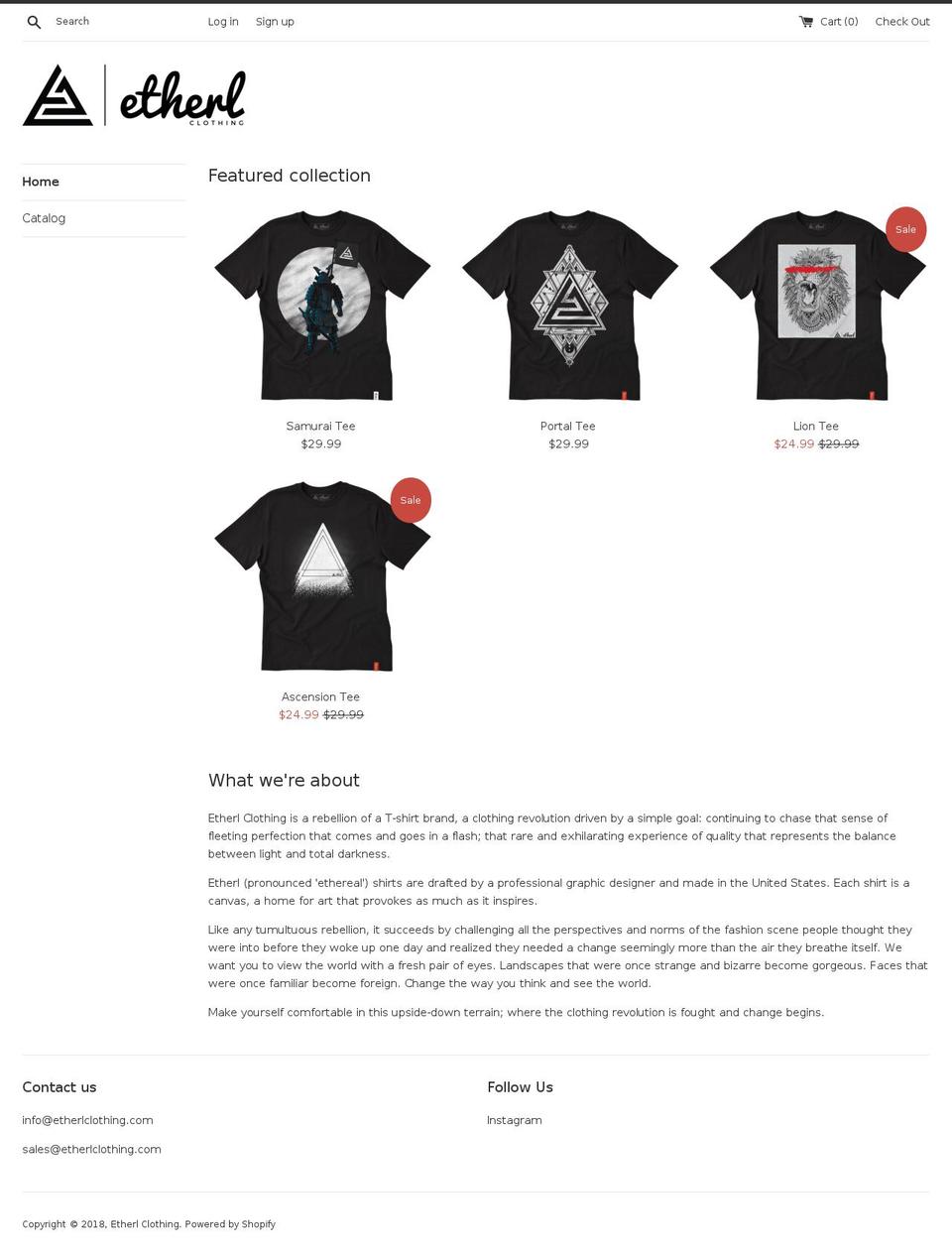 etherlclothing.com — Shopify storefront screenshot