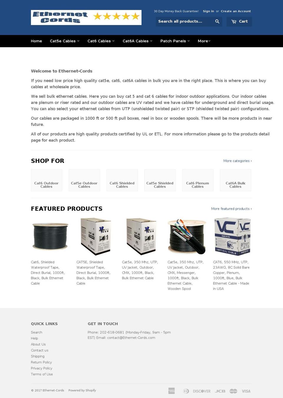 ethernet-cords.com shopify website screenshot