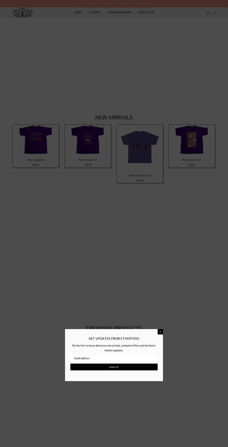 ethertees.com shopify website screenshot