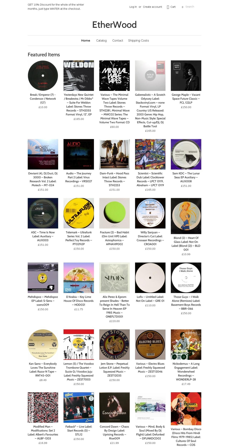 etherwoood.com shopify website screenshot