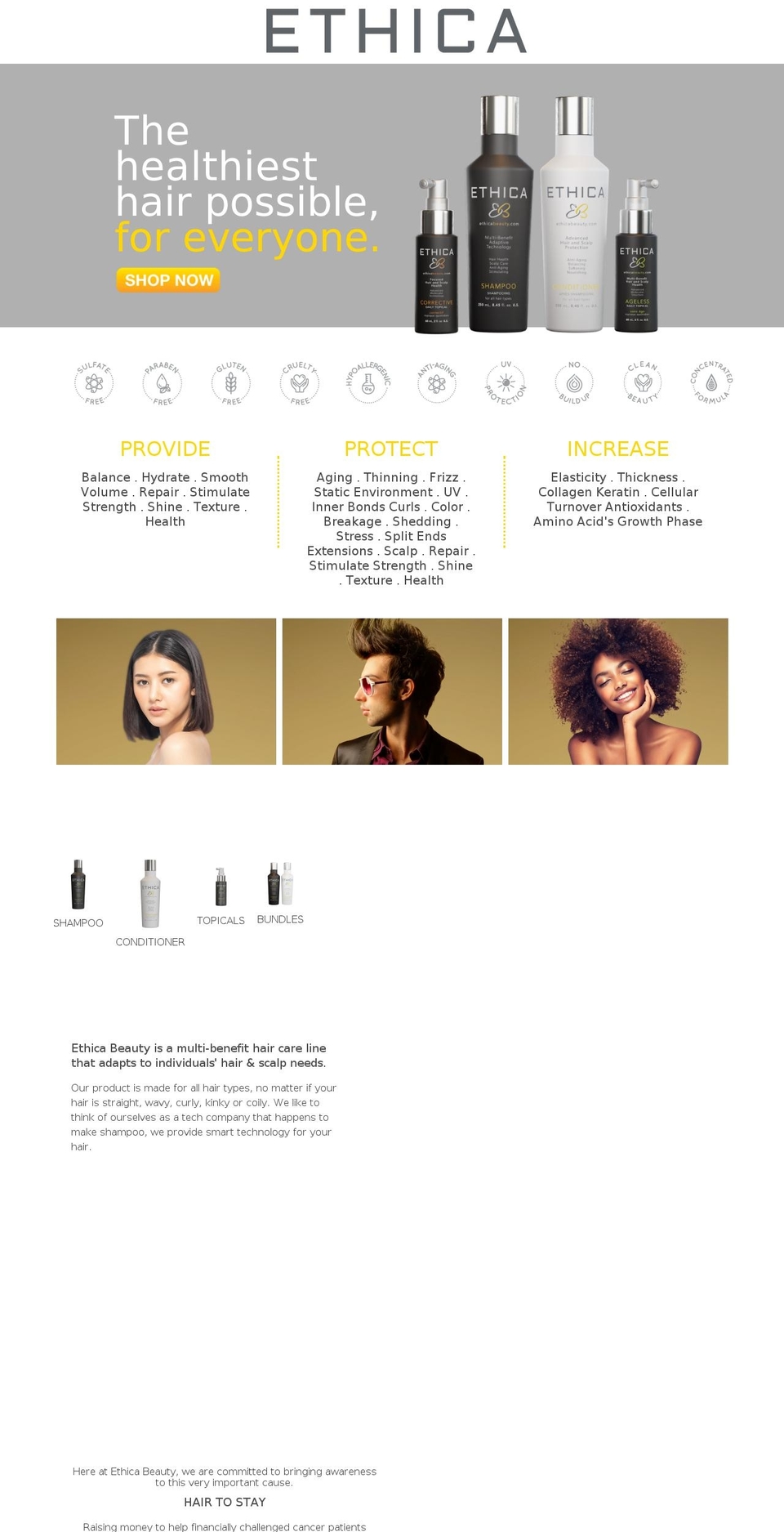 ethicabeauty.com shopify website screenshot
