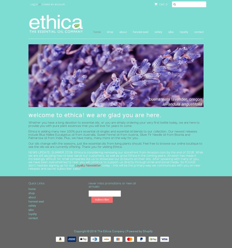 ethicacompany.com shopify website screenshot