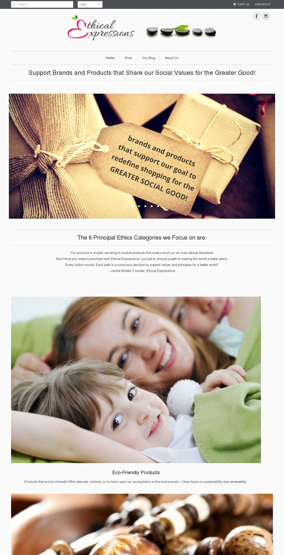 ethical-expressions.com shopify website screenshot