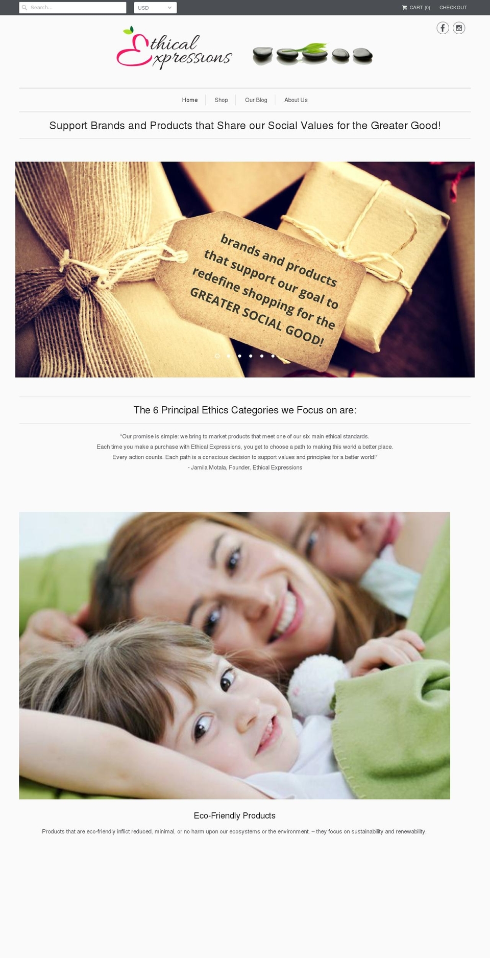 ethicalexpressions.com shopify website screenshot