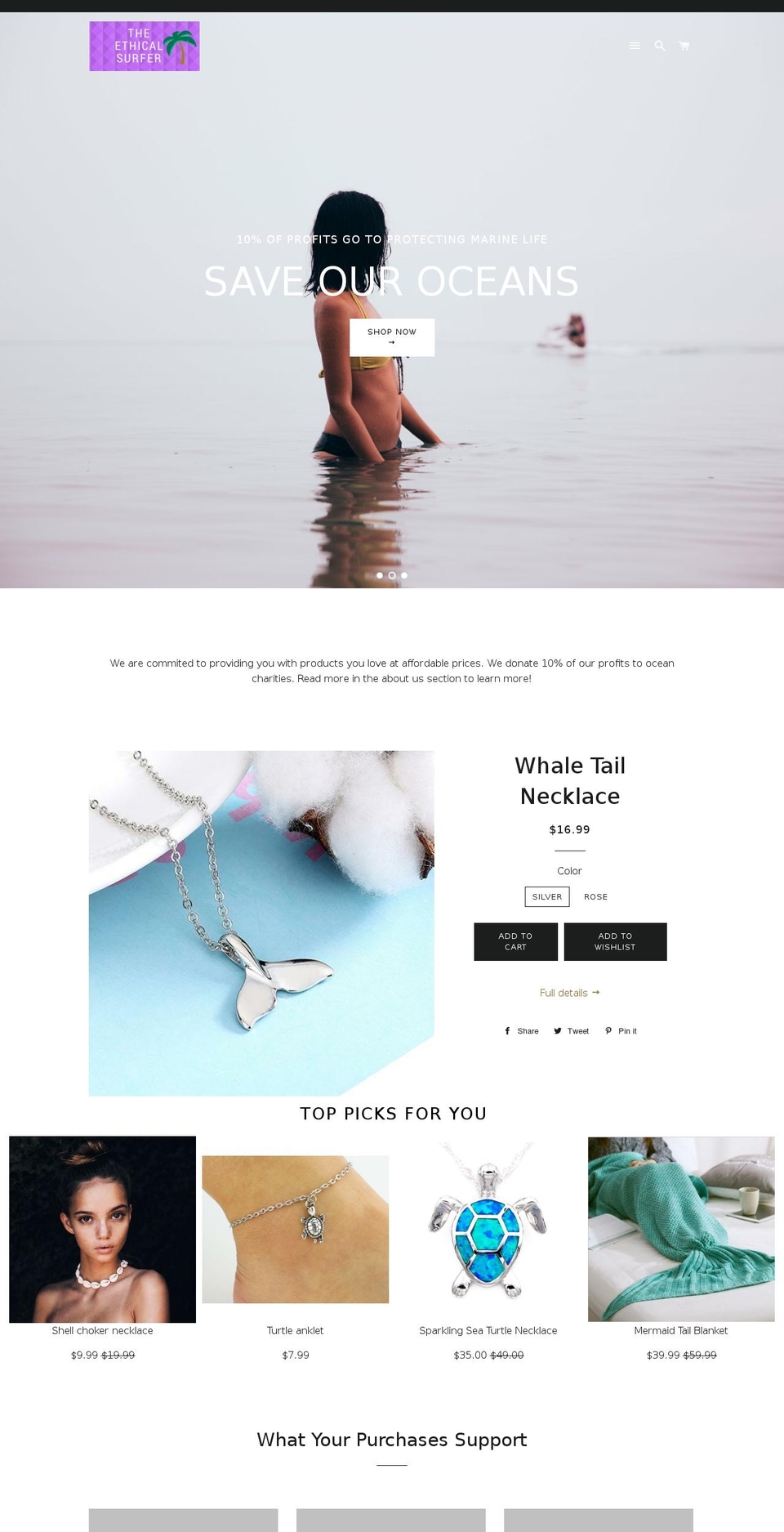 ethicalsurfer.com shopify website screenshot