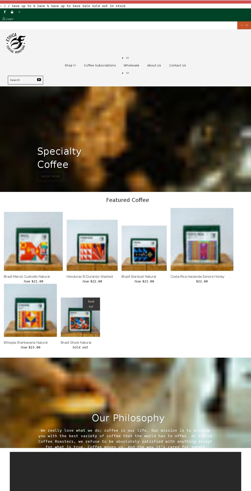 ethicaroasters.com shopify website screenshot