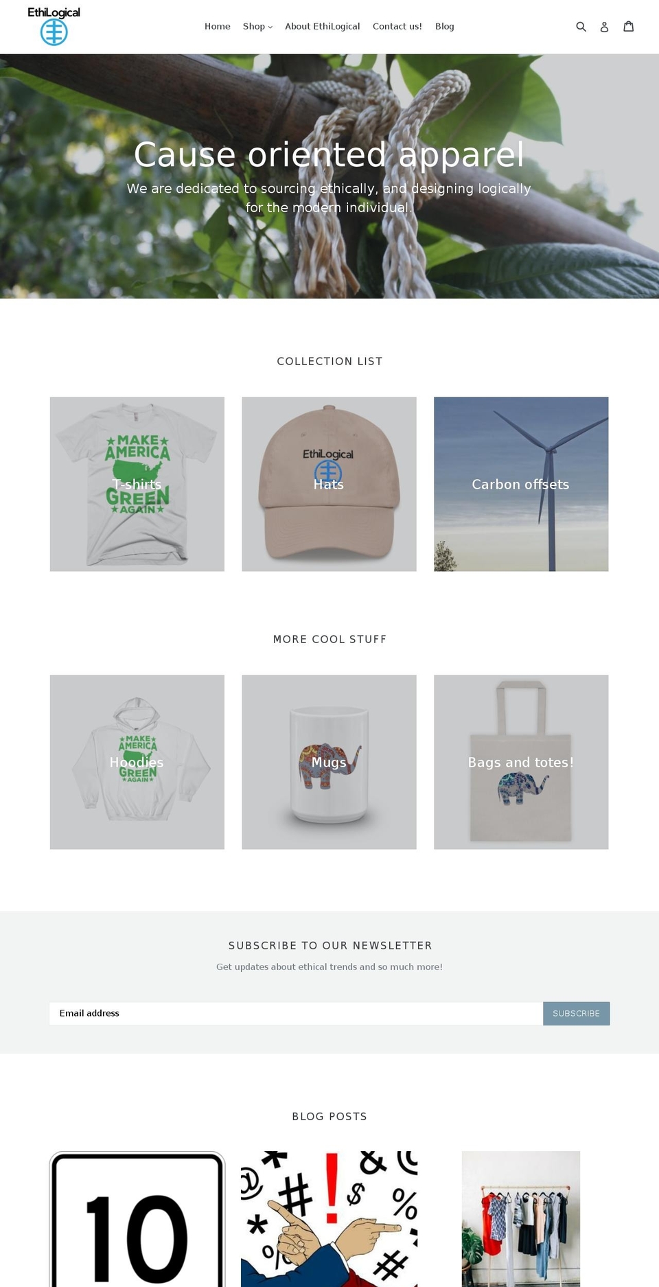 ethilogical.org shopify website screenshot
