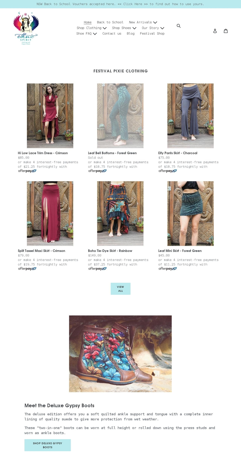 ethnicspirit.com.au shopify website screenshot