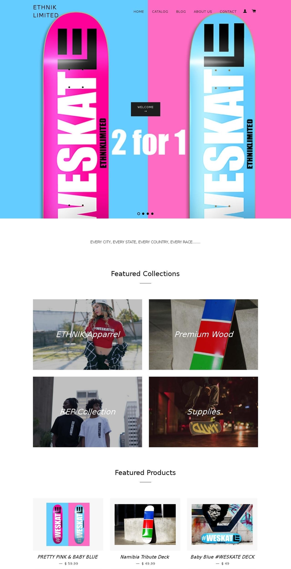 ethnikskateboardsupplyco.com shopify website screenshot