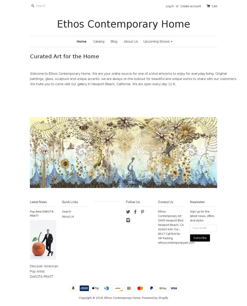 ethoscontemporaryhome.com shopify website screenshot