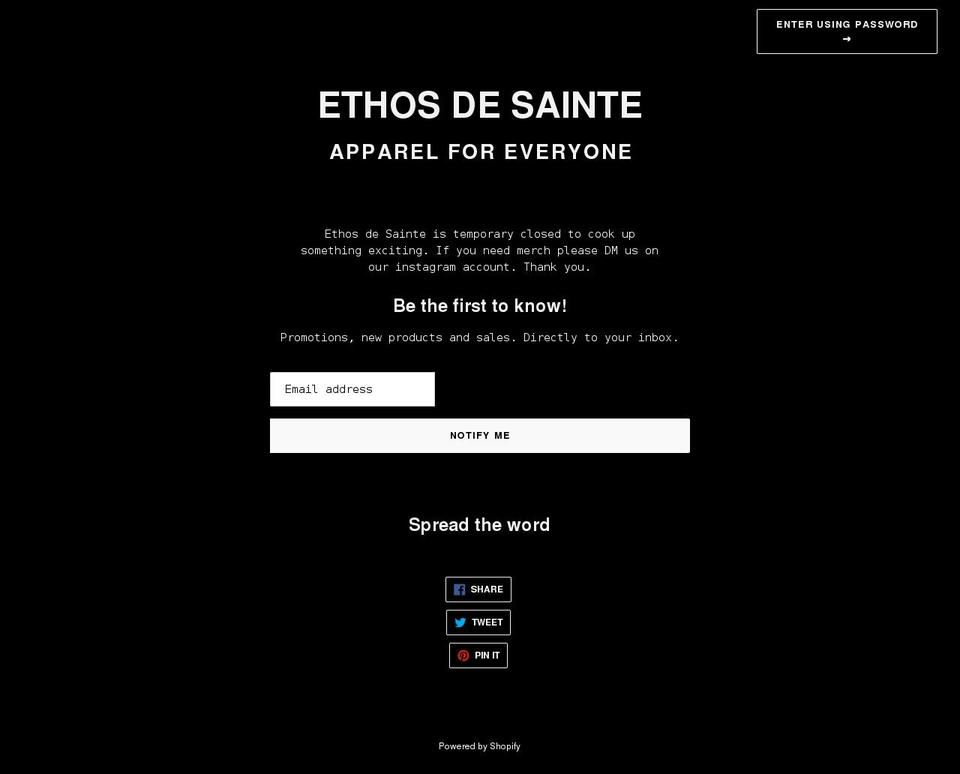 ethosdesainte.com shopify website screenshot