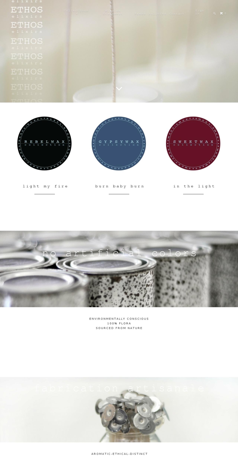 ethoselixirs.com shopify website screenshot