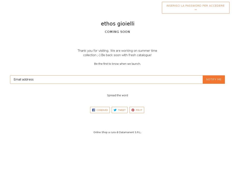ethosgioielli.com — Shopify storefront screenshot