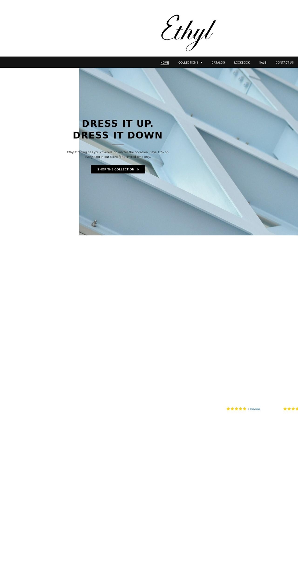 ethylclothing.com shopify website screenshot