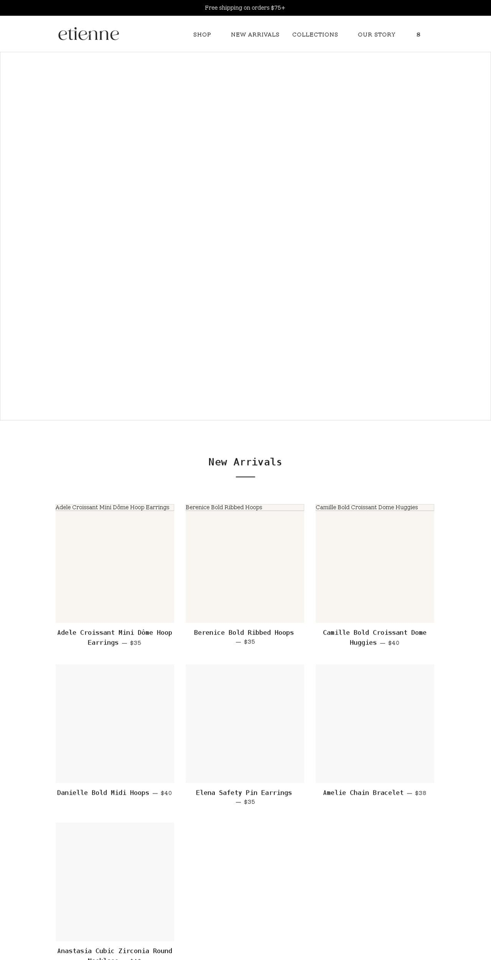 etiennejewelry.com shopify website screenshot
