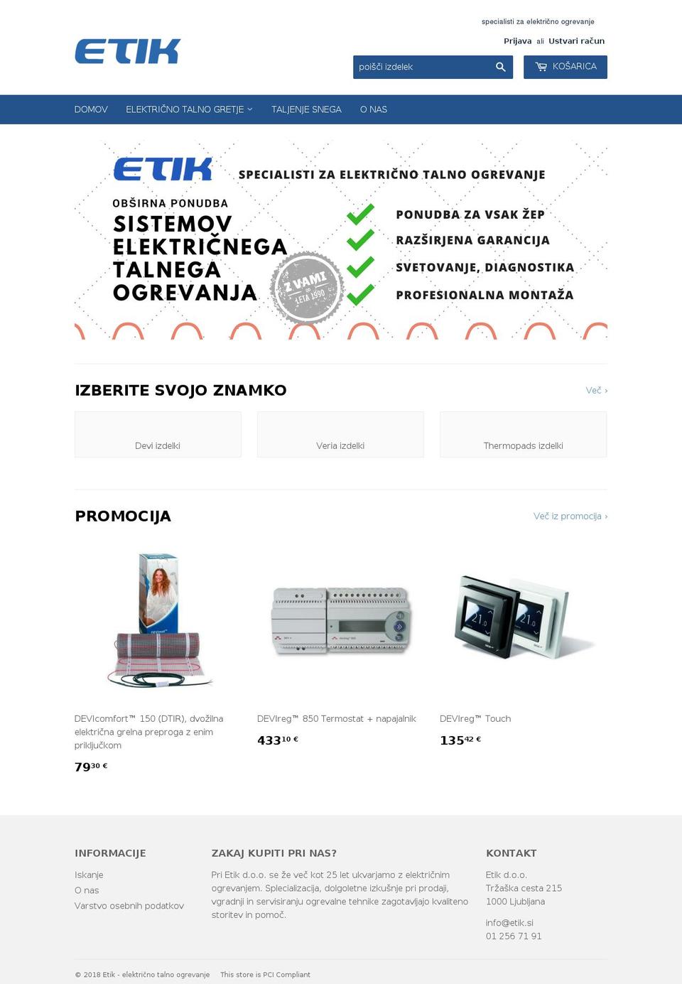 etik.si shopify website screenshot