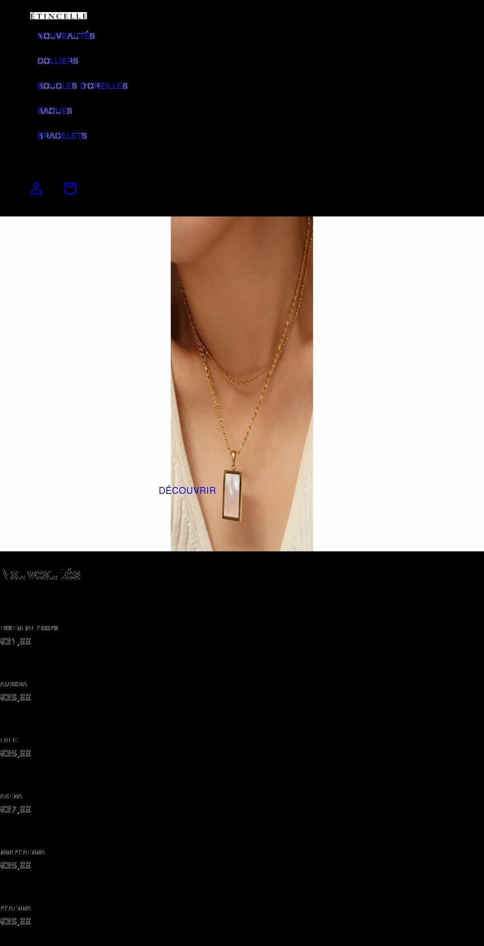 etincelle-bijoux.com shopify website screenshot