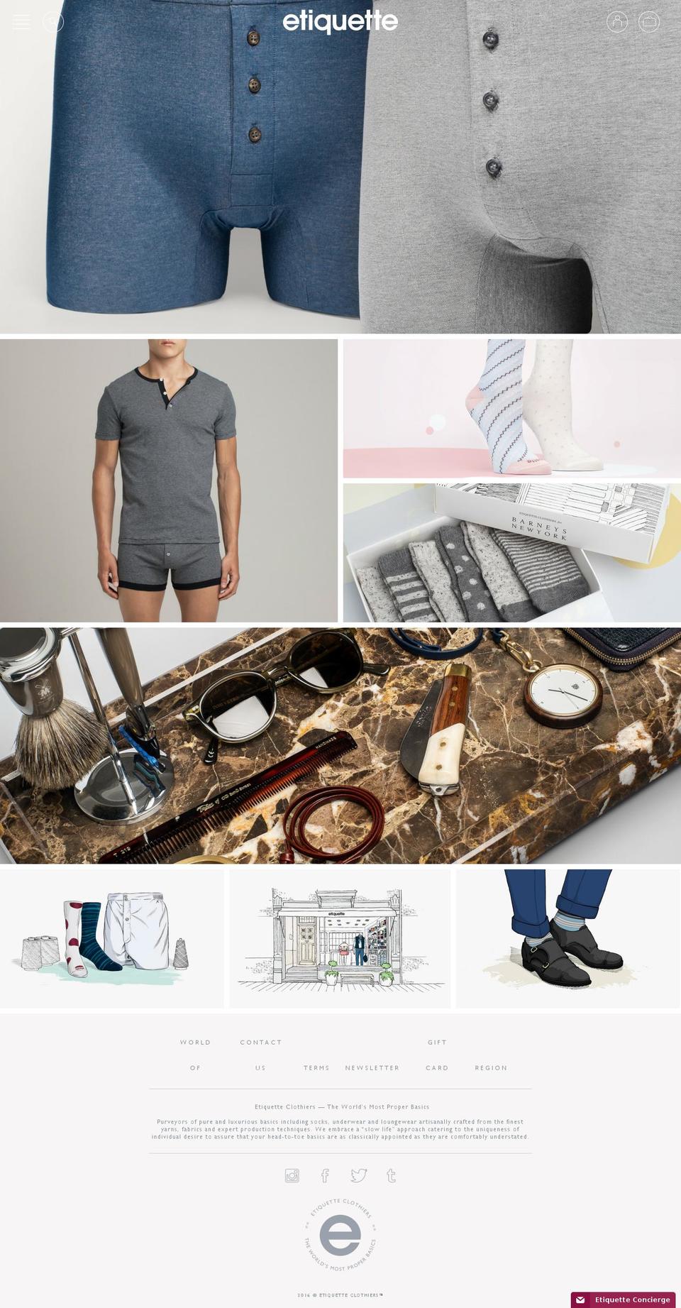 etiquetteclothiers.com shopify website screenshot