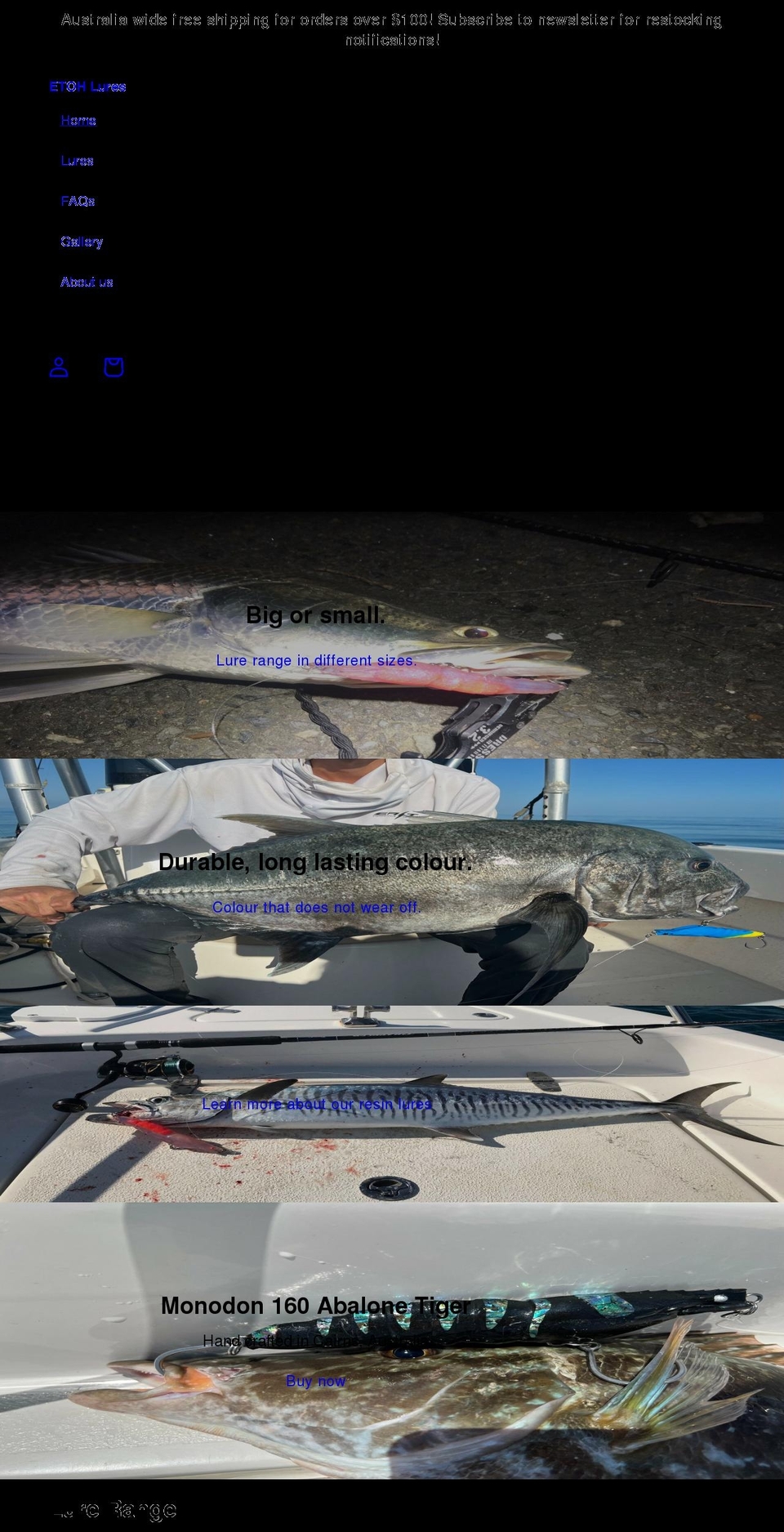 etohlures.com shopify website screenshot
