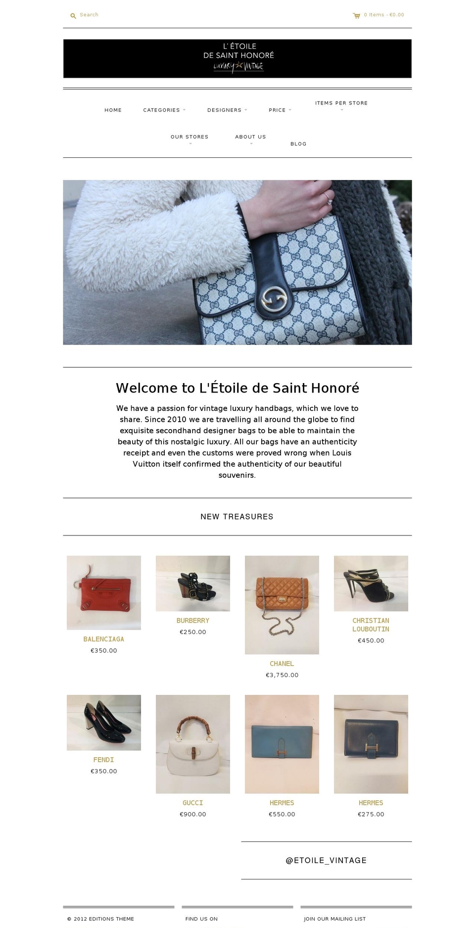 etoile-luxuryvintage.com shopify website screenshot