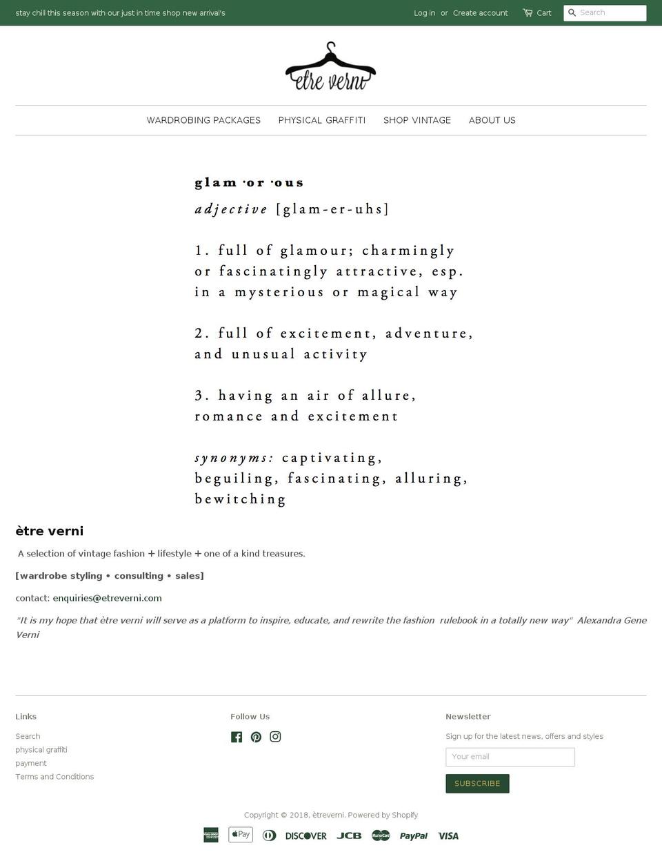 etreverni.com shopify website screenshot