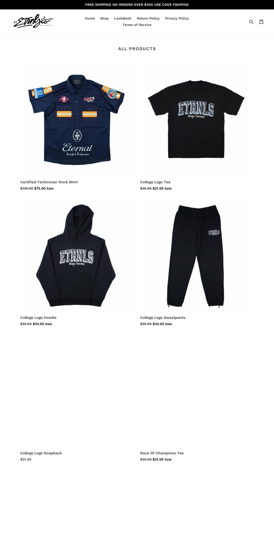 etrnlsplyco.com shopify website screenshot