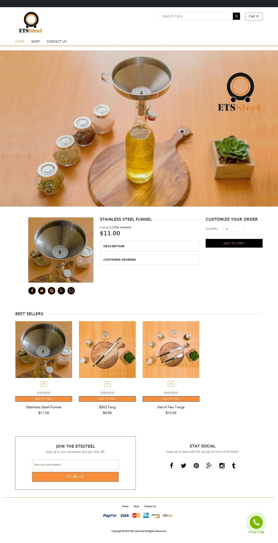 Shopifystore Shopify theme site example etssteel.com