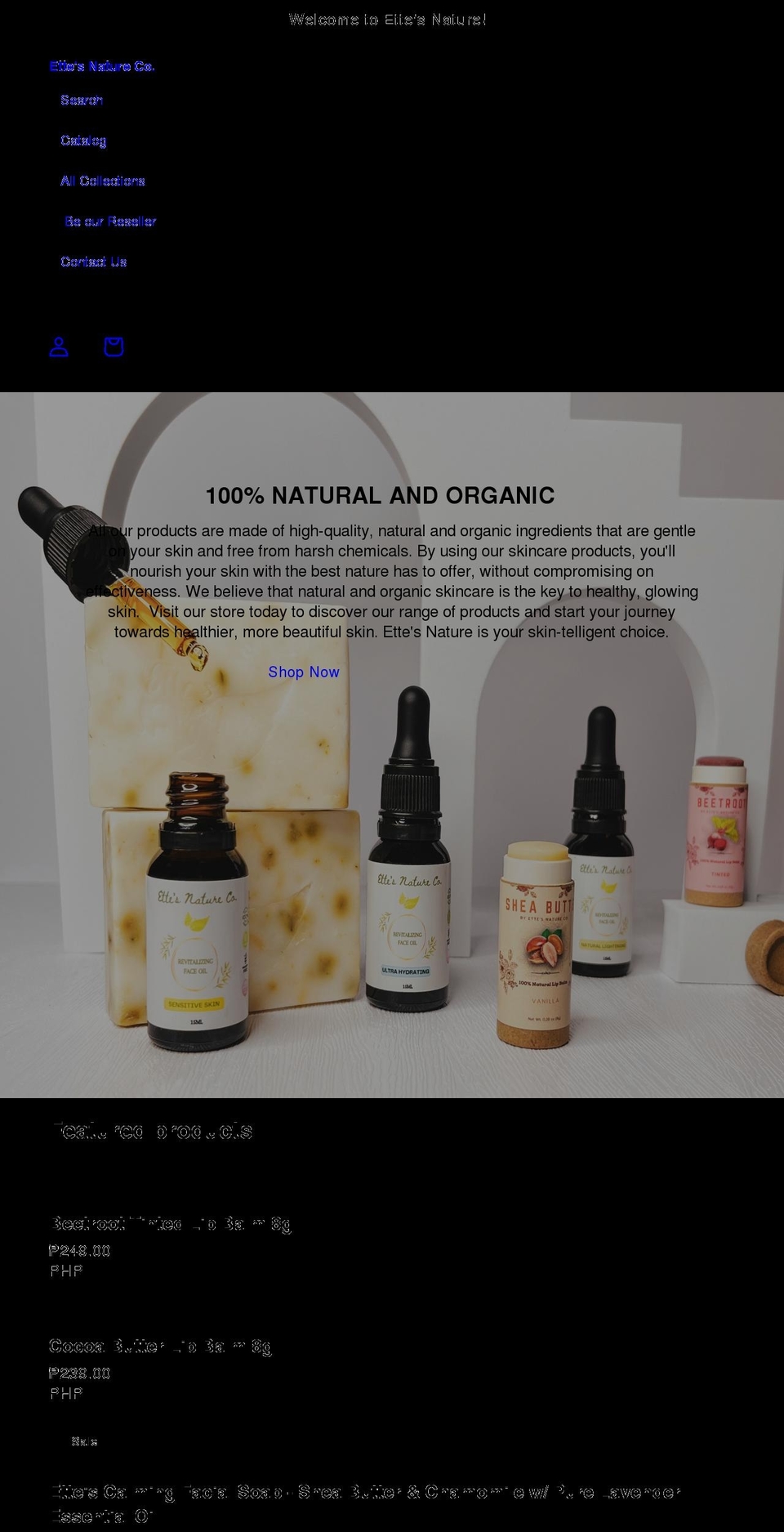 ettesnature.com shopify website screenshot